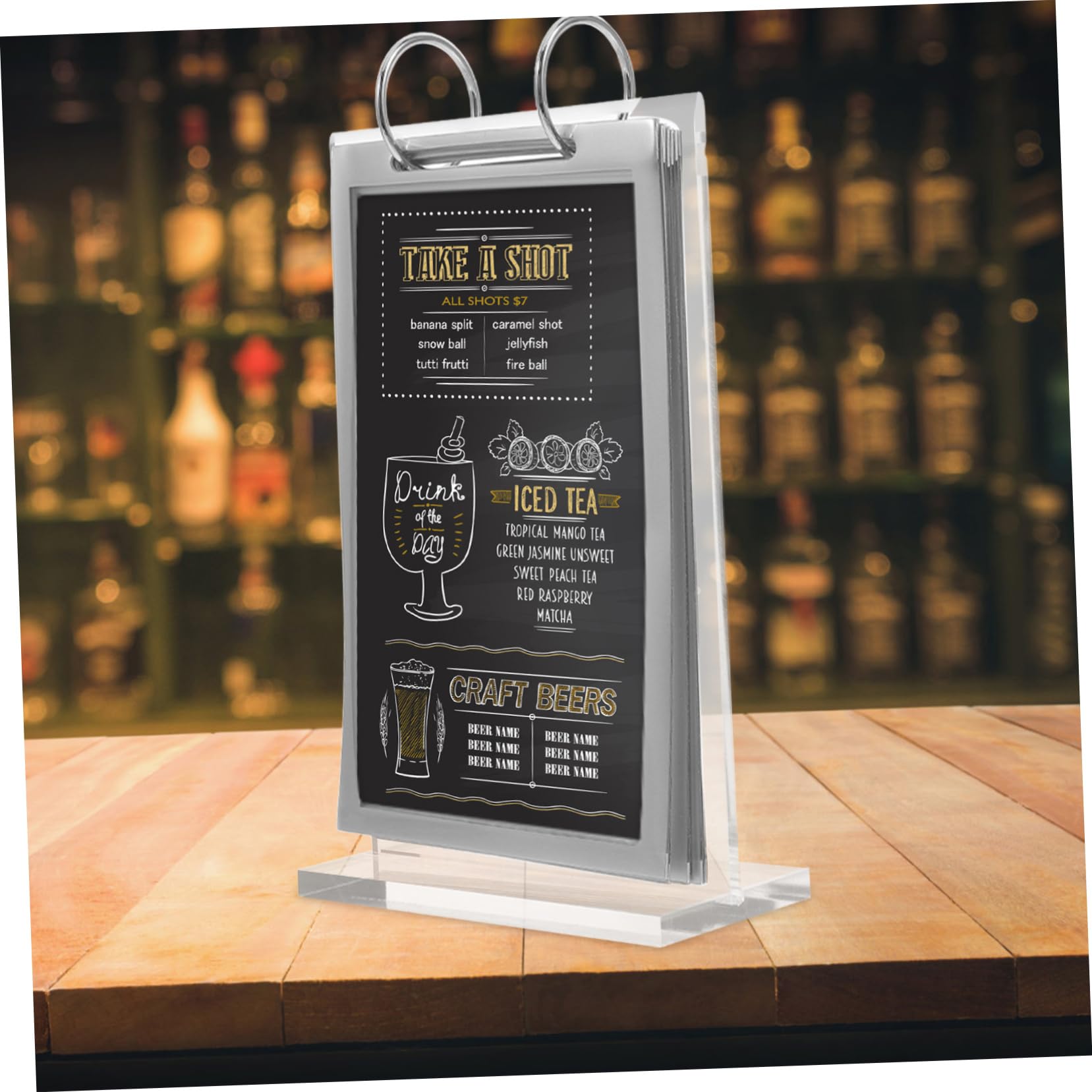 TEHAUX Lot De 4 Présentoirs De Menus Stables Et Robustes Avec Base En Acrylique Pour Restaurants Et Hôtels