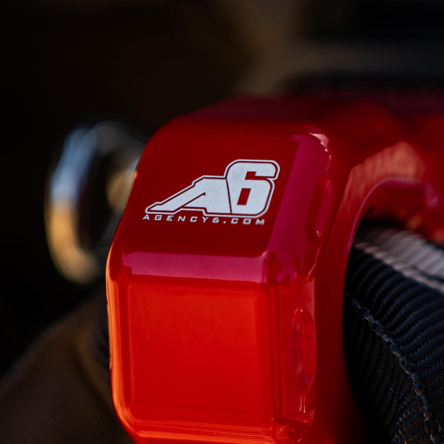 Agency 6 Soft Shackle Block – 19,000 lb WLL, 65K+ Break – Fits 2” Hitch Receiver – CNC Machined USA Made – Off-Road Towing & Recovery Gear Compatible with Soft or 7/8” D-Ring Shackles (Red)