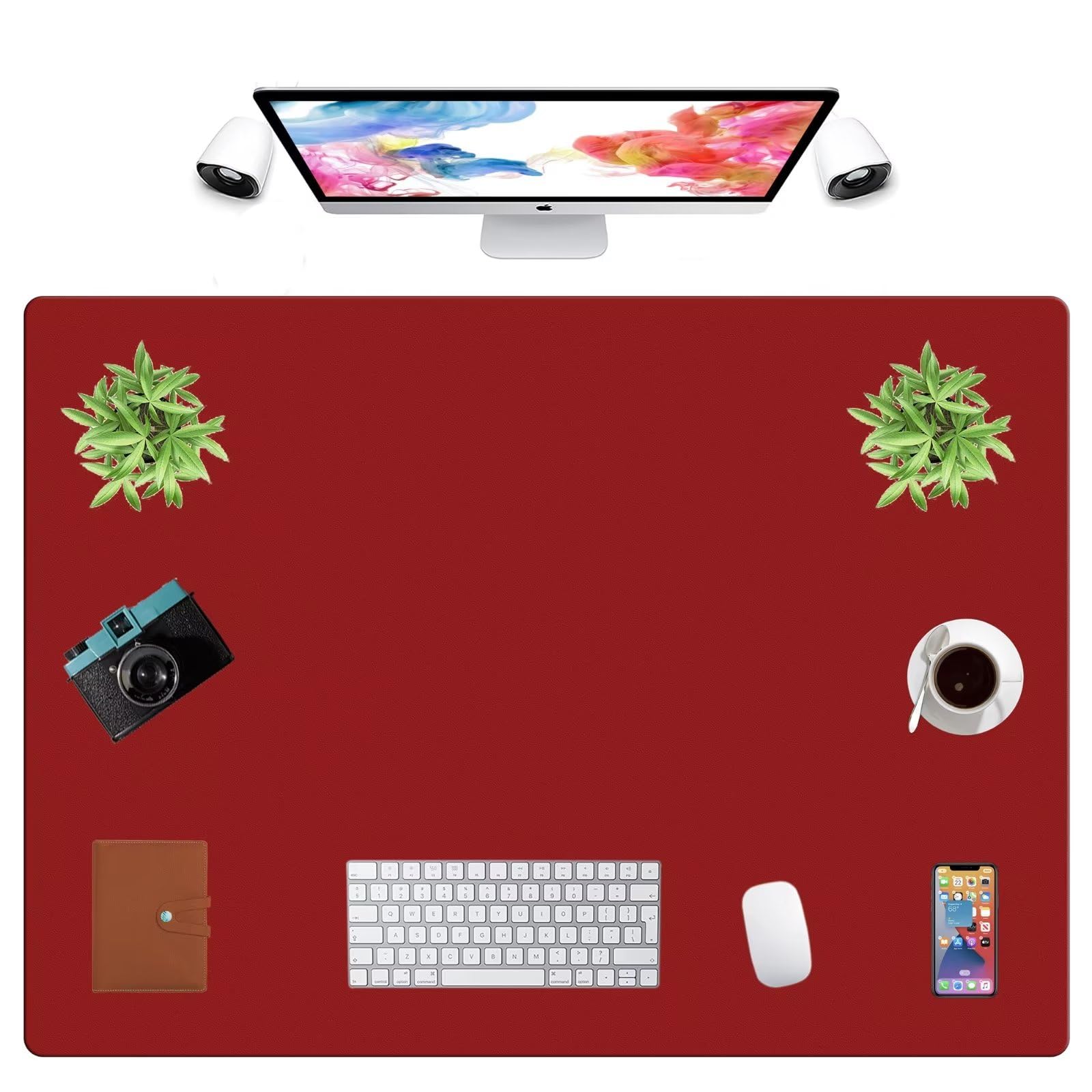 LL-COEUR Extra Large PU Leather Desk Mat Large Mouse Pad XXL Waterproof Table Mat Office Laptop Writing Pad (43.3 x 31.5 inch, Burgundy) — image 1