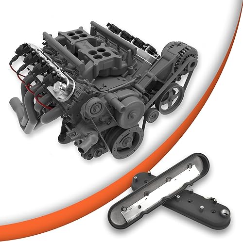 Miniatura 21 de Cubiertas de válvula de aluminio con aletas compatibles con bloque pequeño Chevy 58-86 Tall 327 350 400 - Plata pulida Plateado (sliver)