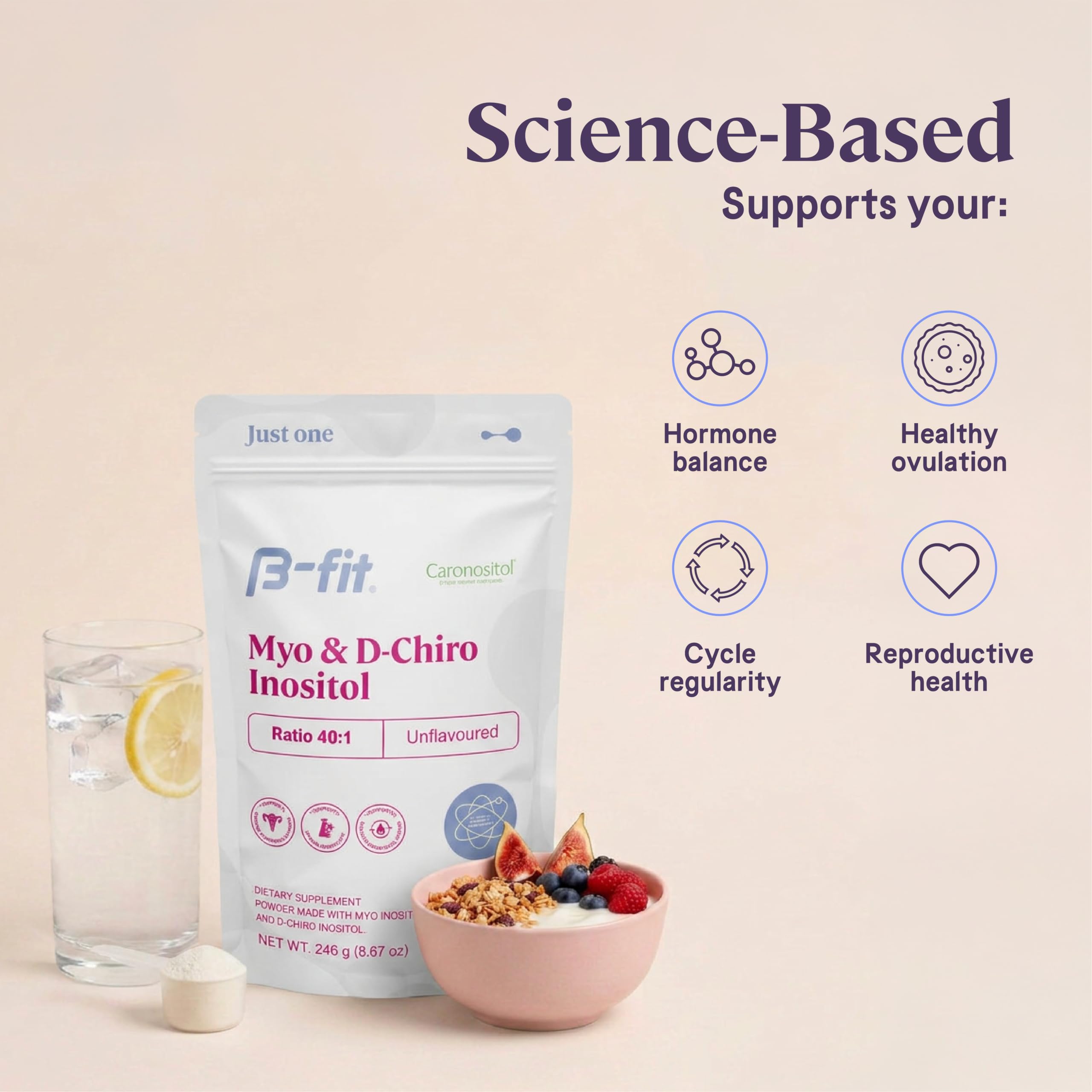 B-fit Inositol Supplement for Women, Myo & D-Chiro 40:1, 60 Servings 2 Mo — Amazon image 3