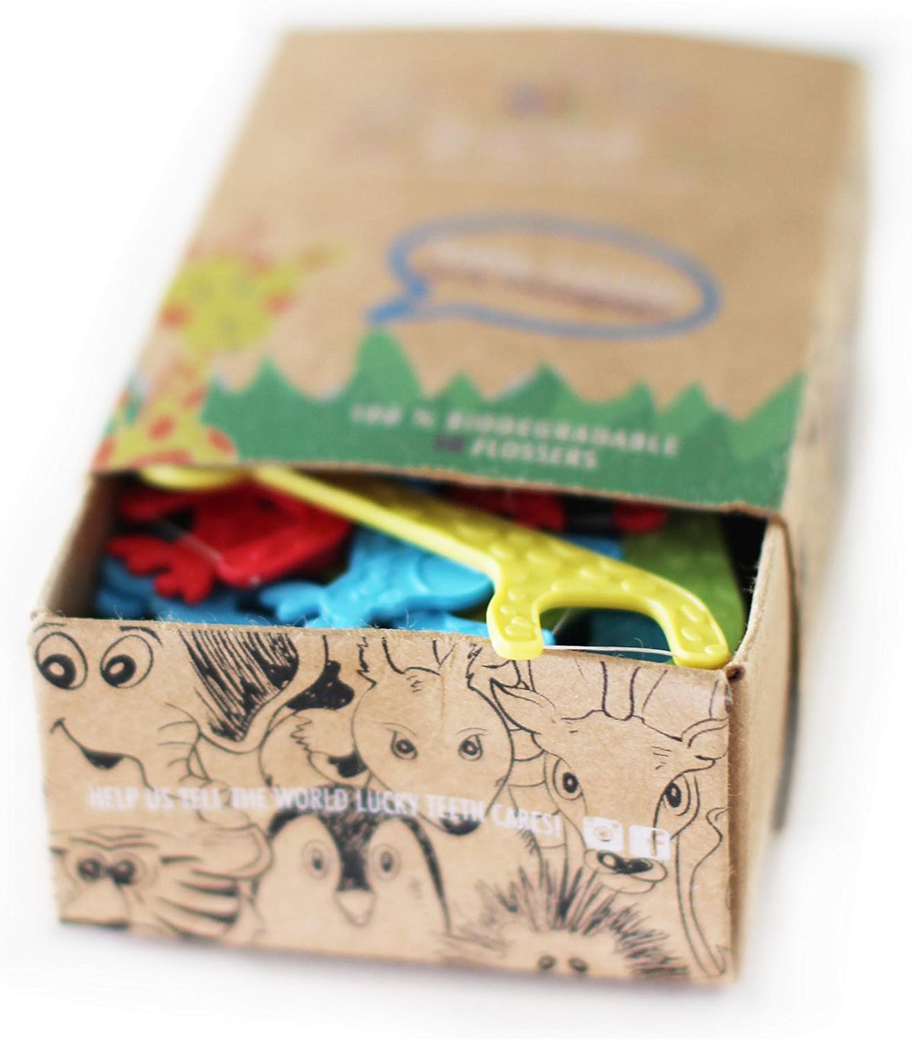 Kids Dental Floss Picks Without Fluoride, Natural Strawberry Flavor. Fun & Colorful Animal Shape Will Make Any Little one Floss. Part Biodegradable & Eco-Friendly. Prevent Tooth Decay & Gum Disease.