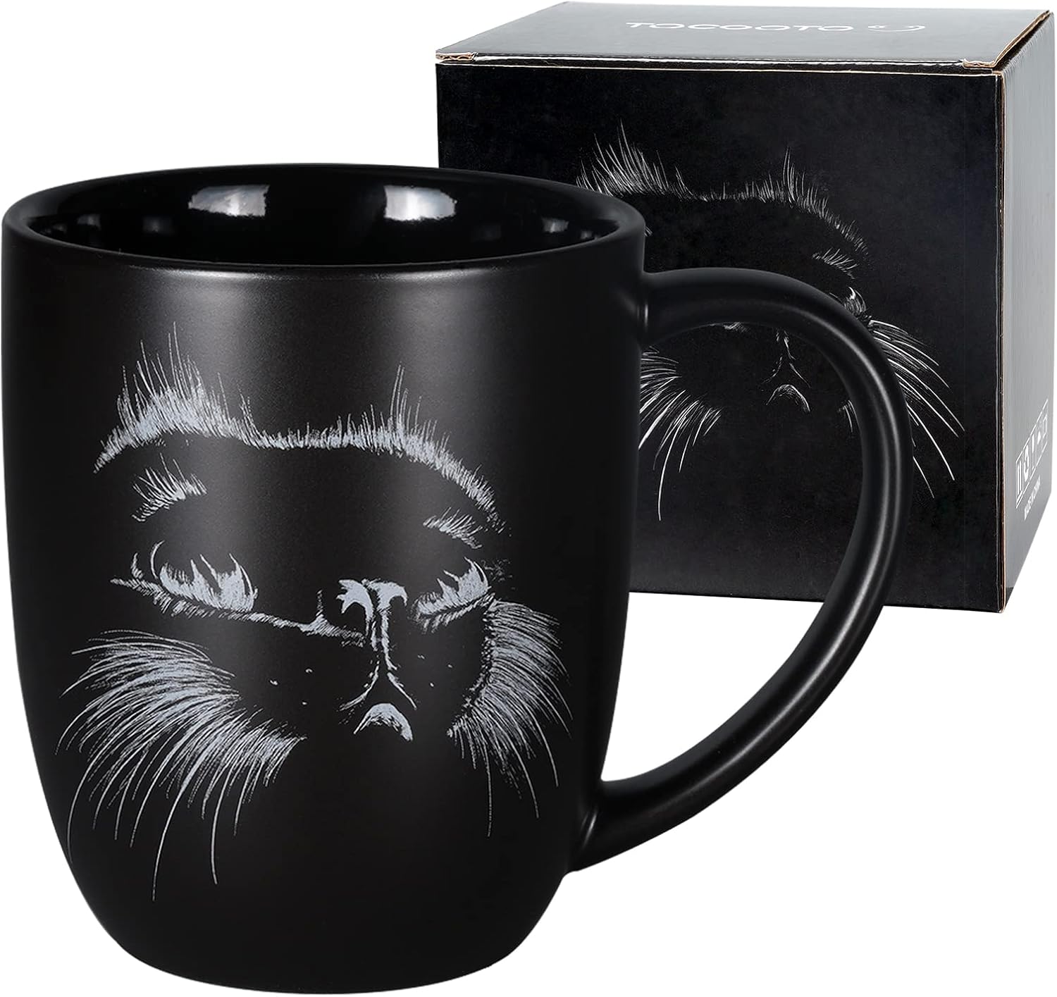 Cat Ceramic Coffee Mug 14oz Novelty Tea Mug Cat Lover Gifts Personalized Housewarming Holiday Christmas Birthday Gifts for Men Women Mom Dad Grandpa Boss Teacher and Best Friend Black