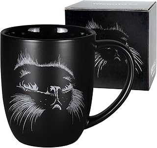 Cat Ceramic Coffee Mug 14oz Novelty Tea Mug Cat Lover Gifts Personalized Housewarming Holiday Christmas Birthday Gifts for Men Women Mom Dad Grandpa Boss Teacher and Best Friend Black