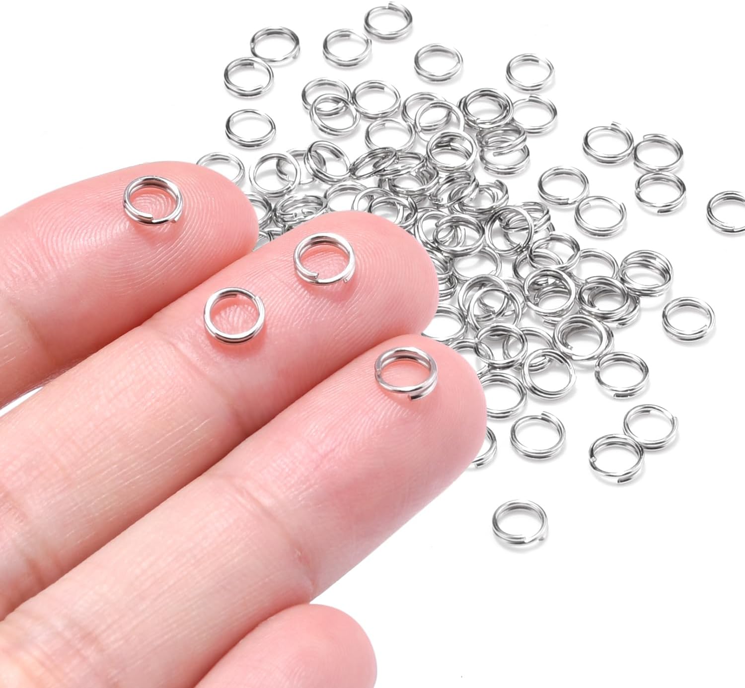 100 PCS 5.8mm Mini Split Ring for Jewelry Making, Double Loops Round Split Jump Rings Necklaces Bracelets Earrings Metal Keychains Tiny Key Rings Pet Collar Tag DIY Craft Accessories