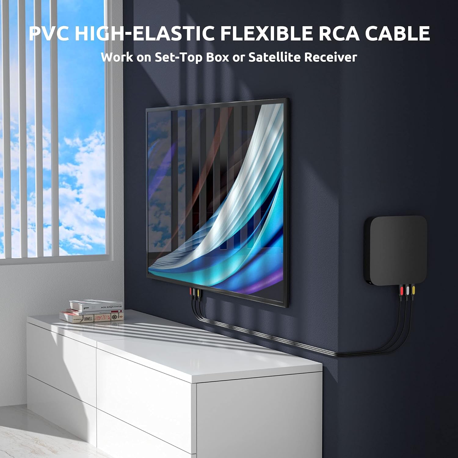 VTOP 3ft Triple RCA AV Cable – Composite Video & Stereo Audio Cable with 3 Color-Coded RCA Connectors for TV, DVD, Projector & Retro Gaming Systems (RCA01)