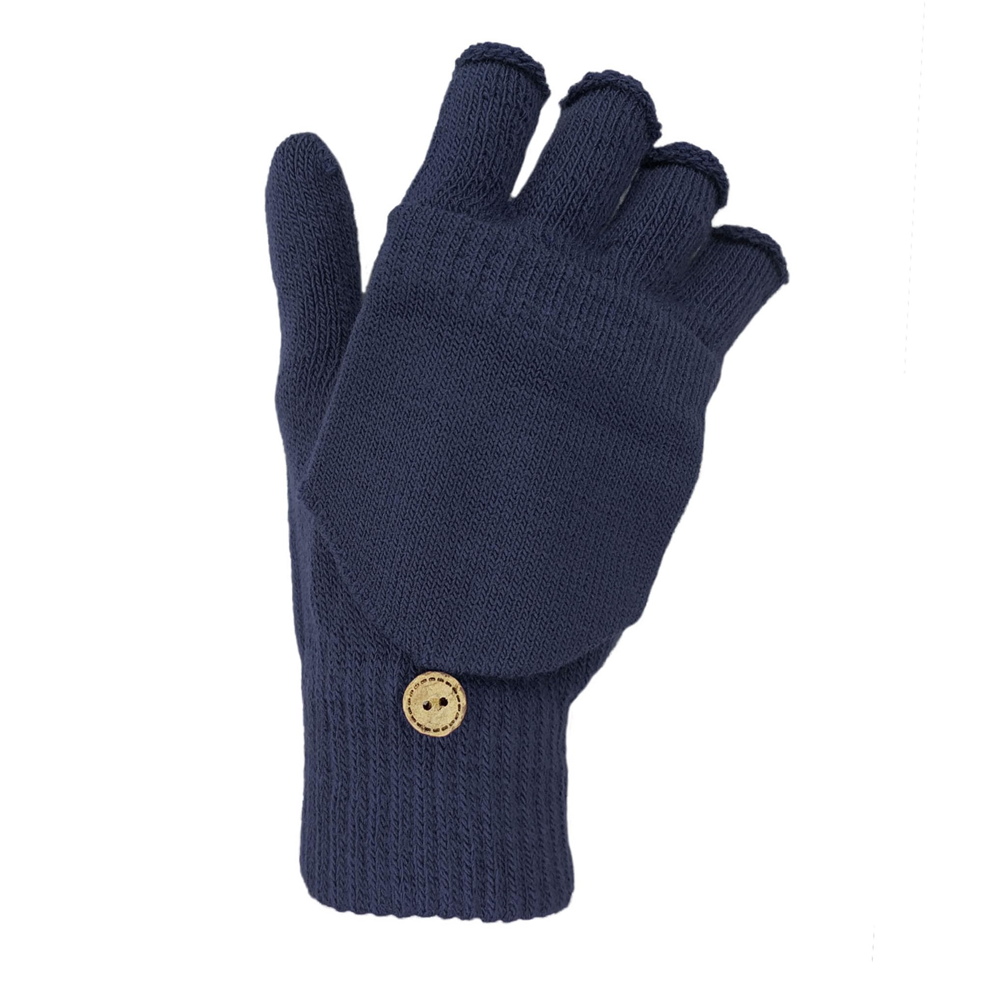 Undercover Ladies Fingerless Mittens Gloves Combo by Handy GLM92 Navy