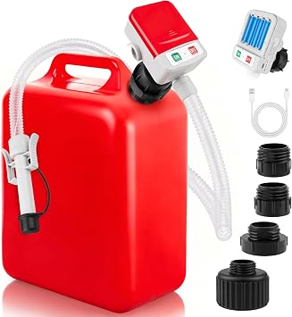 Automatic Fuel Transfer Pump with Auto-Stop Sensor 3.2 GPM | Upgraded Battery or USB Powered Portable Gas Can Pump, 51" Extra Long Hose, 4 Adapters for Gasoline, Diesel, Oil