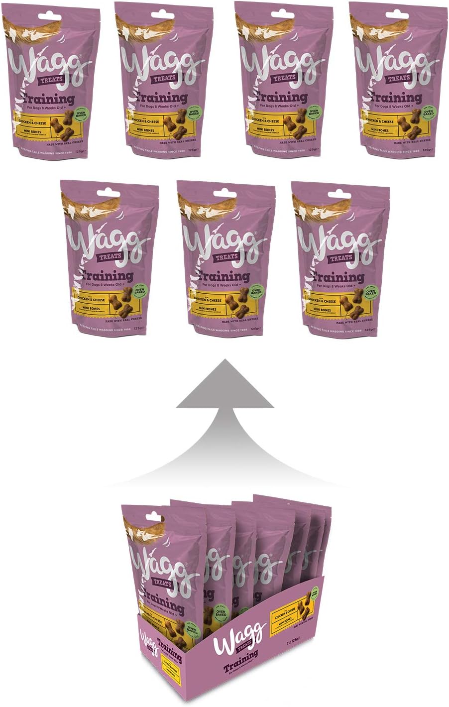 Wagg Training Treats with Chicken and Cheese 125 g (Pack of 7)