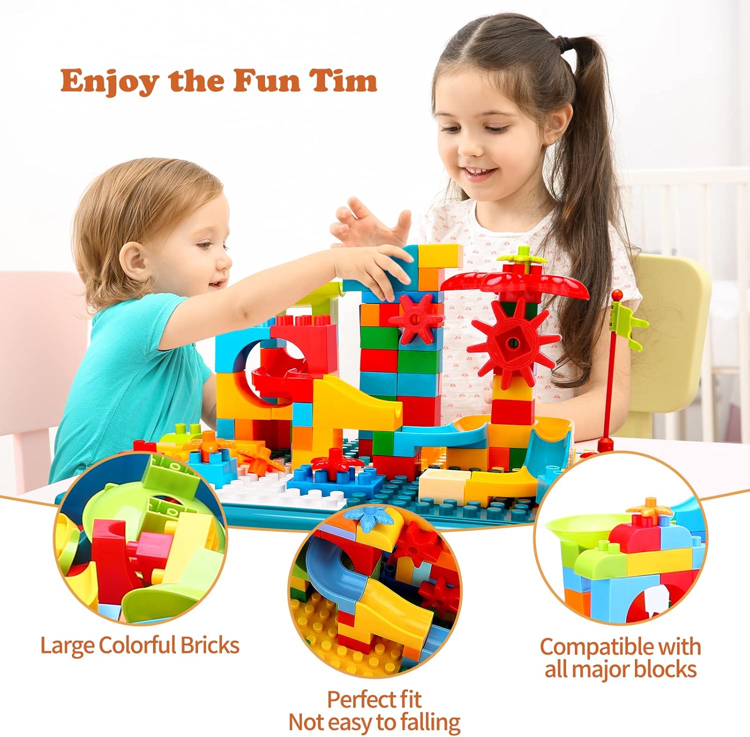 BEAURE 5-in-1 Multi Activity Sand Water Play Table, Double-Sided Kids Activity Table with Storage, 105pcs Marble Run Building Blocks Sensory Table for Kids Toddler Boys Girls