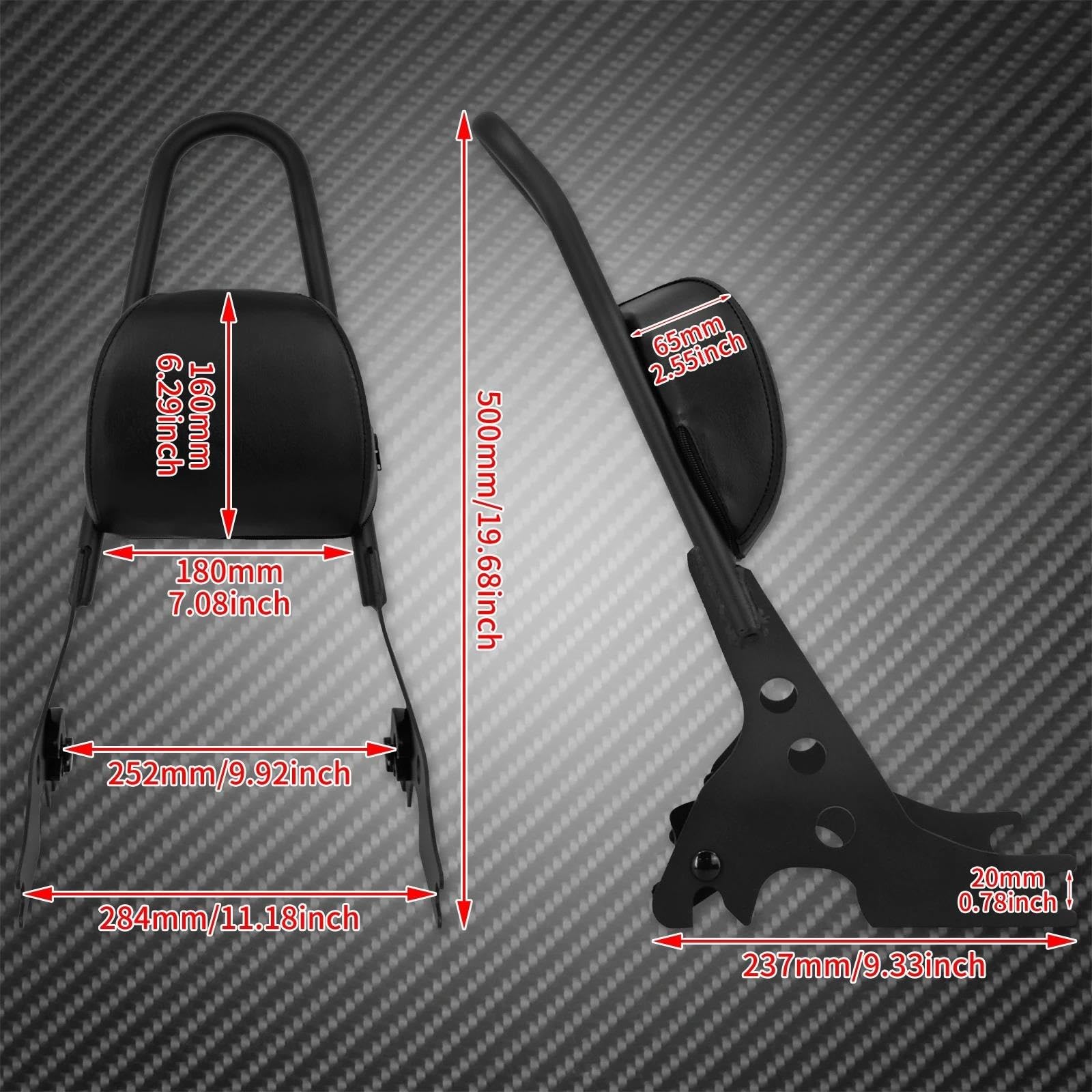 Sissy Bar Sedile Posteriore del Motociclo Passeggero Sissy Bar Schienale Pad Cuscino dello Schienale per Harley Sportster Superlow 1200T XL1200T 2014-2017