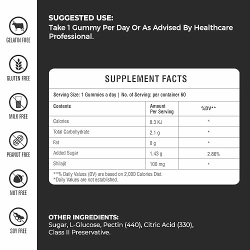 Miniatura 5 de Gomitas Shilajit  Sabor Tamarindo  60 unidades  Apoya la energía, la resistencia y la vitalidad  Vegana, sin gelatina, sin gluten, sin OMG  60