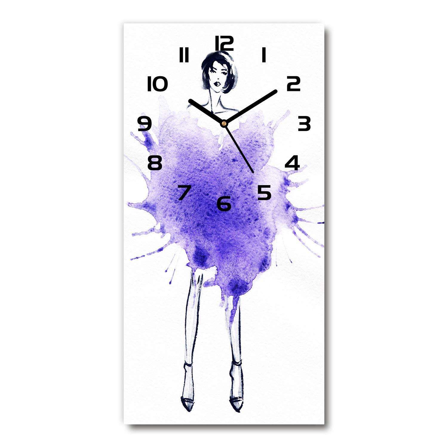 Aiguilles d'horloge noires et verre 30x60cm Tulup, pendule silencieuse de salon design