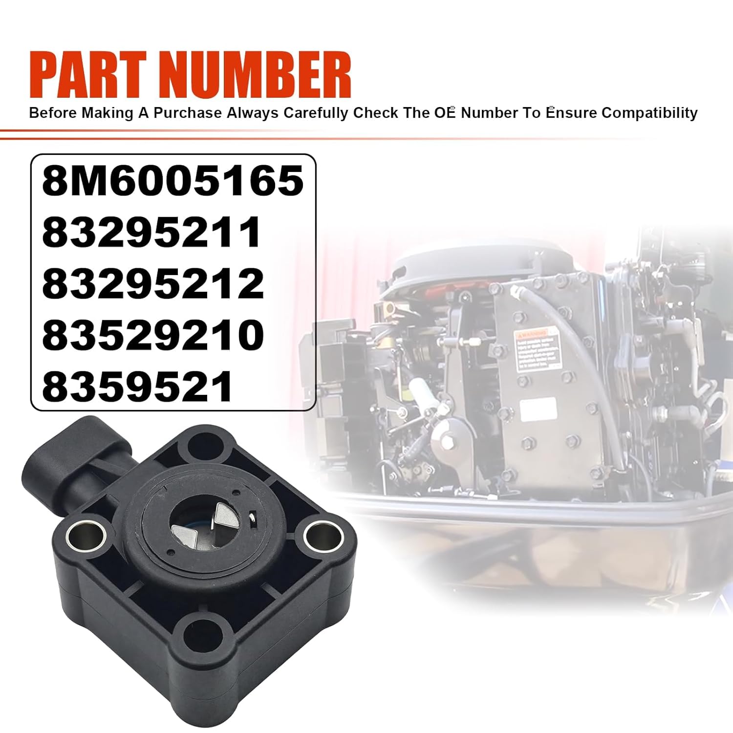 8M6005165 Throttle Position Sensor Indicator TPS Compatible with Mercury and Mariner 75 90 115 150 200 225 250 DFI 300 V-135 V-150 V-175 V-200 HP EFI DFI Jet JP Pro XS PROMAX Outboard Engines 8329521