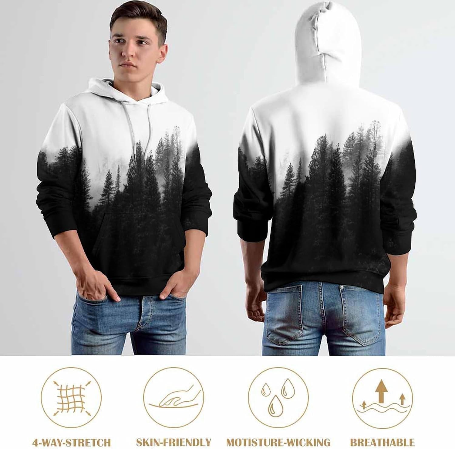 Men's & Women's All-Over 3D Print Pullover Hoodie, Casual Graphic Long Sleeve Sweatshirt image 4