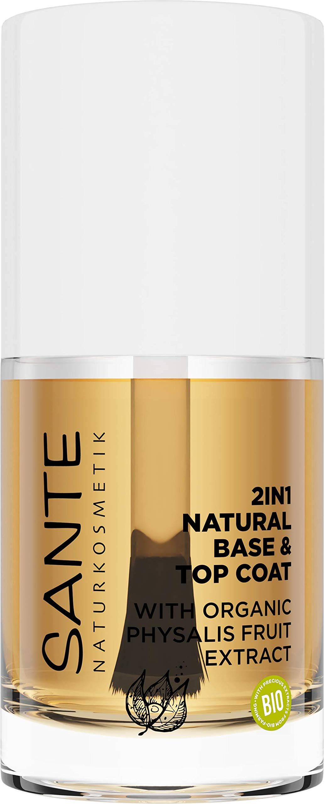 SANTE Naturkosmetik 2 w 1 Natural Base & Top Coat, Top & Base, z organicznym ekstraktem z owoców fizycznych, wegańskie, 10 ml