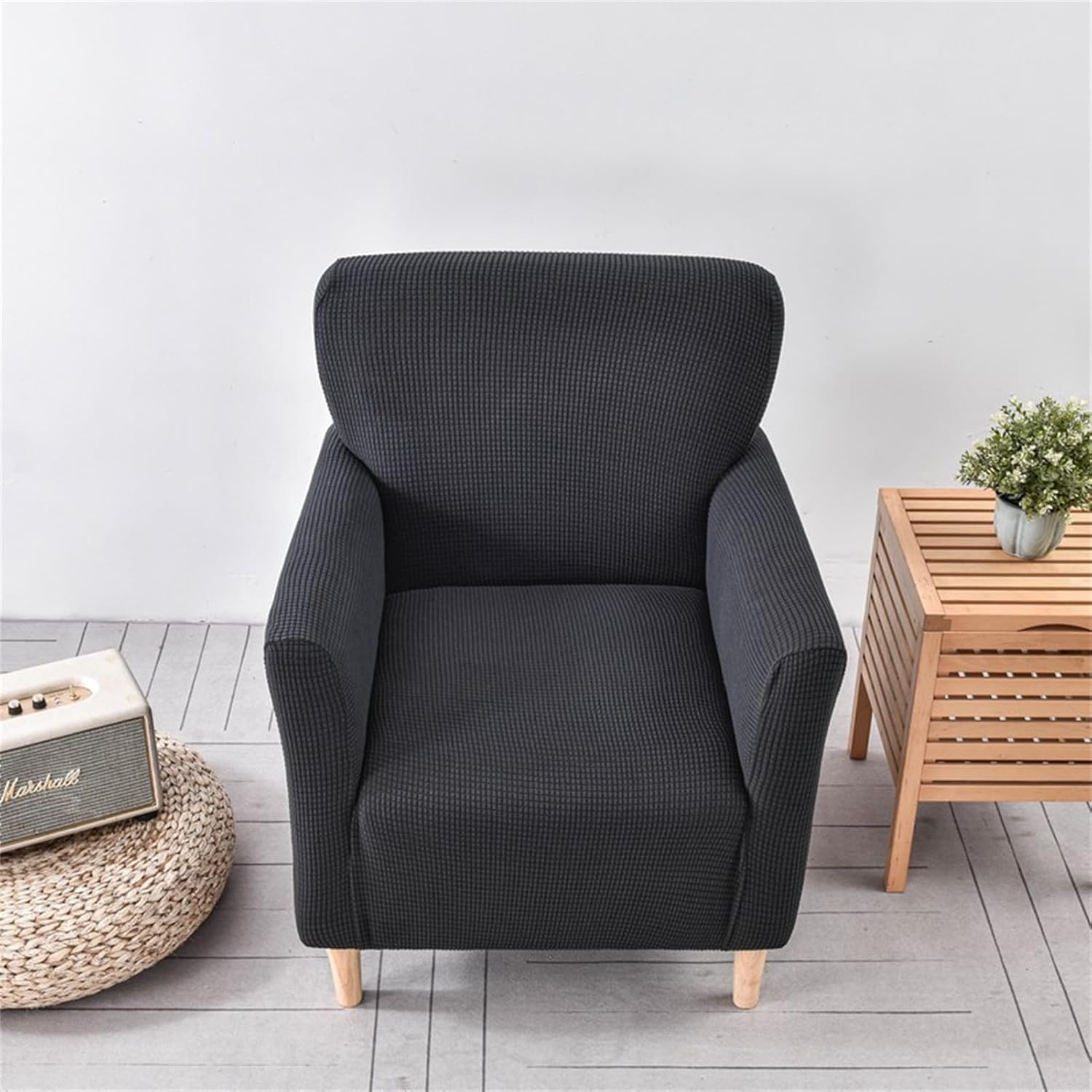 Stretch Armchair Slipcover Removable Washable Chair Covers for Armchairs, Couch Cover Furniture Protector for Living Room Home Decoration (Black)