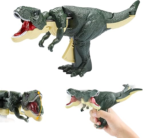Shake Head - Juguetes de dinosaurio  Juguetes de dinosaurio con articulaciones móviles T-Rex simuladas, control de gatillo para abrir la boca y