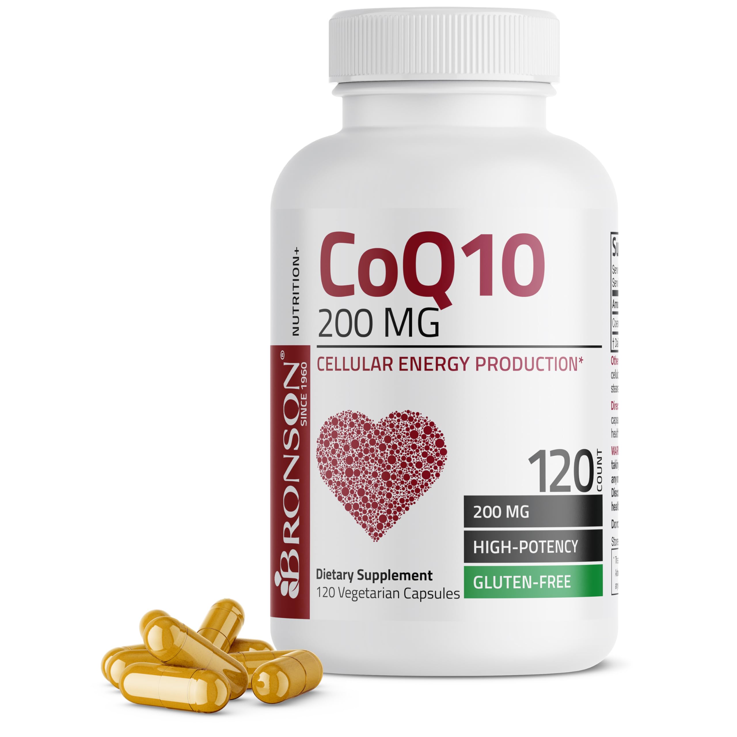 CoQ10 200 MG High Potency Cellular Energy Production, 120 Vegetarian Capsules