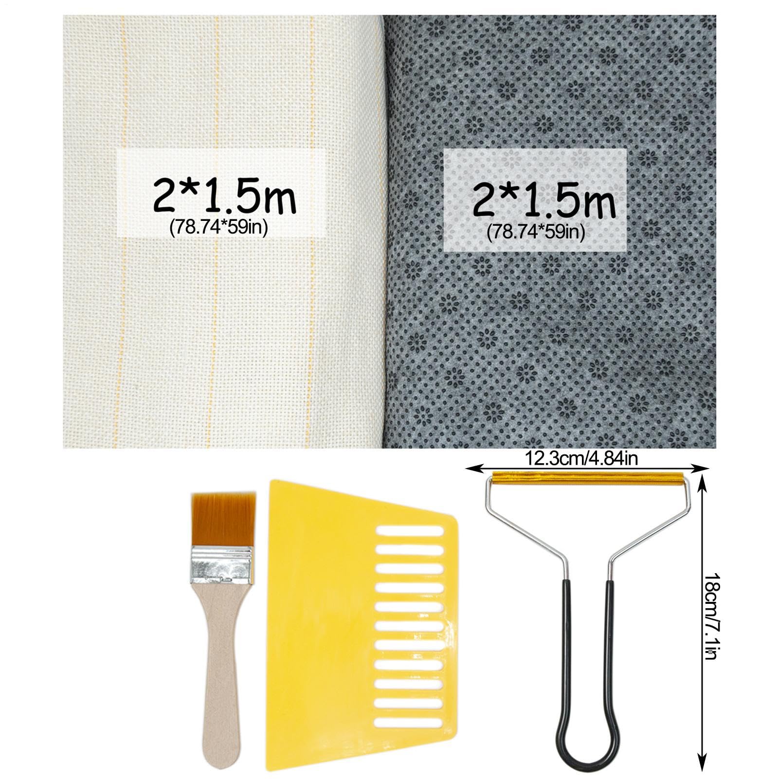 Tufting-Stoff auf der Rückseite – Markiertes Gitter-Teppich | Herstellungsmaterial-Set, strapazierfähiges, rutschfestes Mönchtuch, großes Blatt, Teppichhandwerk, ideal für Anfänger, Hobby