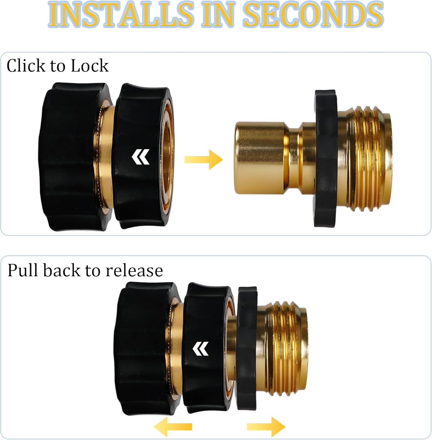 LIULO TOOL 3/4 Inch Garden Hose Quick Connect, Aluminum Garden Hose Fittings, Male and Female Water Quick Release Connector (6Pack)