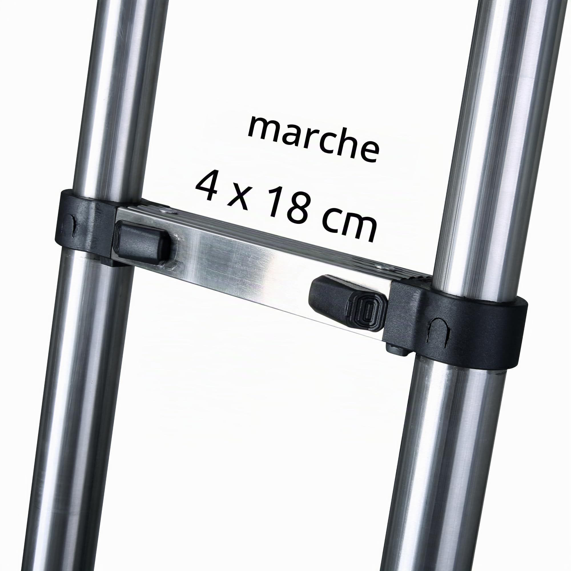 your GEAR Pescara - Échelle télescopique en acier de 2 m, max 150 kg, échelle étroite pour camping-car, caravane et fourgon à toit surélevé
