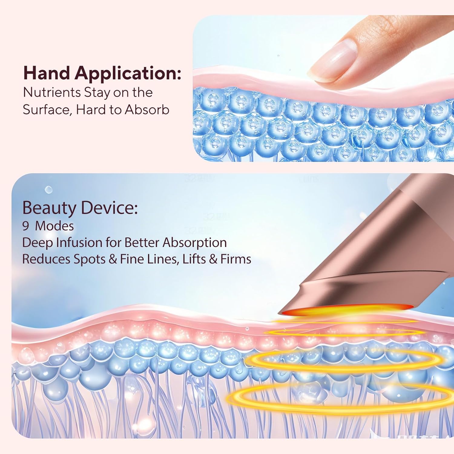 9-in-1 Glow Booster with Digital Display,Portable Facial Skin Care Device, Rose Pink Beauty Tool for Glass Skin Treatment,Rechargeable Real Glass Glow Beauty Massager with Multiple Light Modes