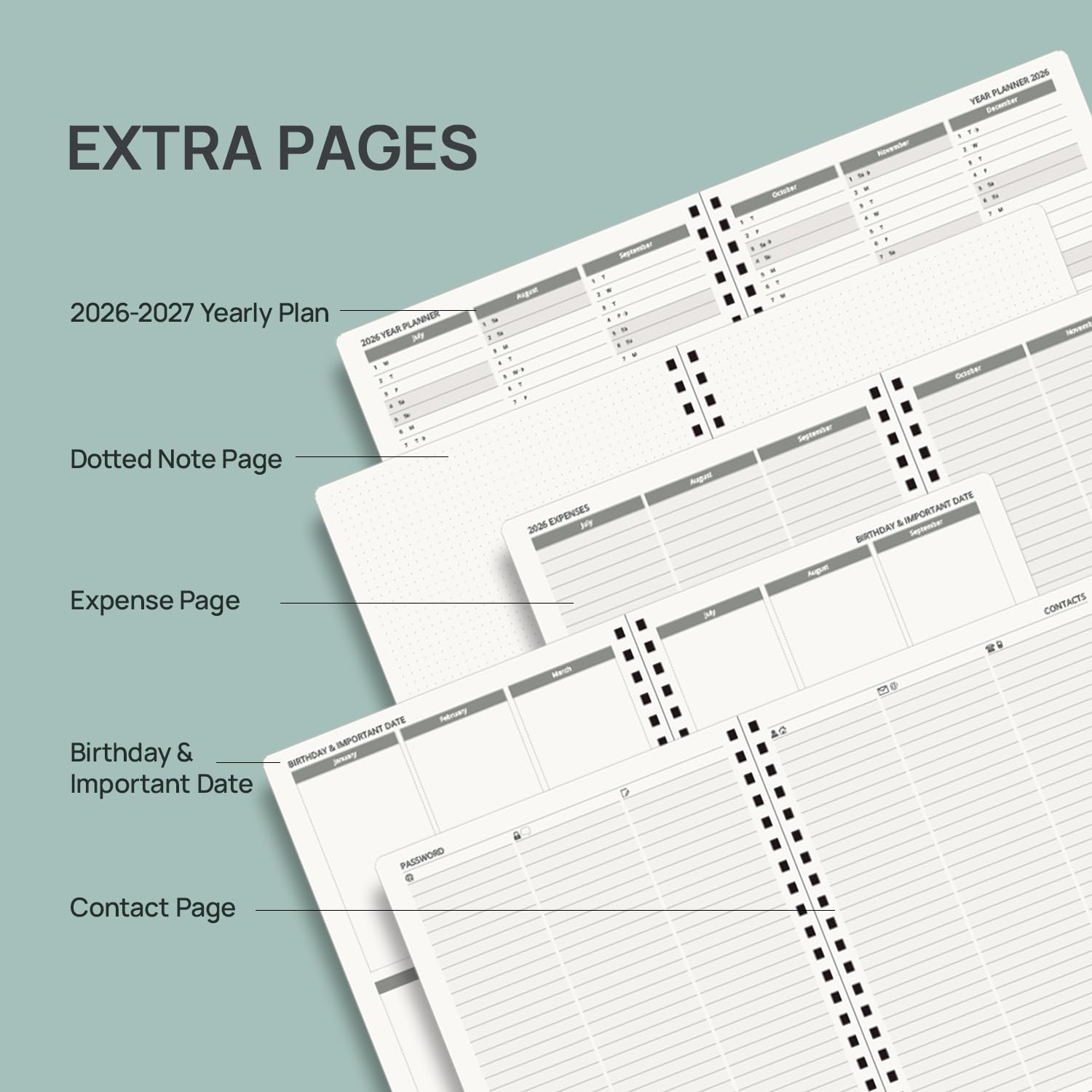 POPRUN Agenda semanal 2026-2027 (26 de julio a 27 de junio), grande: 8.5 x 10.5 pulgadas, agenda académica 2026-2027, calendario con pestañas mensuales, bolsillos interiores, tapa blanda de cuero en