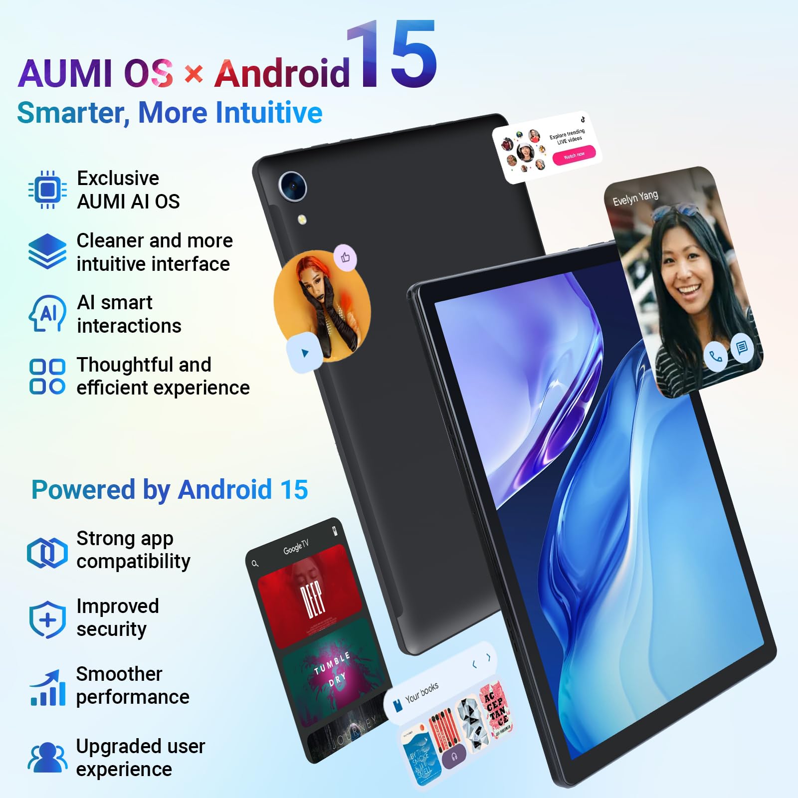 Laptok Android 15 Tablet 10 Pollici, 24GB RAM+128GB ROM, Octa Core 2.0GHz /WiFi 6+2.4G/GMS/5000mAh/Bluetooth 5.2/Widevine L1/8MP+5MP/Tablet 2 in 1 con Tastiera, Mouse, Cuffie, Penna e Custodia