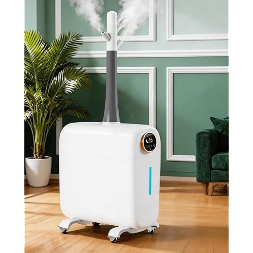 Humidifier Large Room,6.6Gal/25L Whole House Humidifiers for Bedroom Home 3000sq.ft, Commercial and Industrial Humidifiers with 360° Nozzle Tube,Top Fill/Smart Humidity/Timer,Nursery,Plants