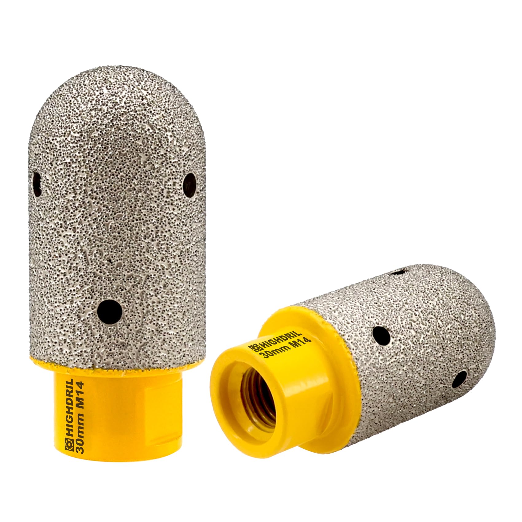 HIGHDRIL Diamant Fingerfräser - 2stk 30mm Diamant Fräser zum Vergrößern, Formen, Schleifen von Löchern, Trockenkernbohrer für Porzellan, Hartkeramik, Granit und Marmor (Runder Kreisel)