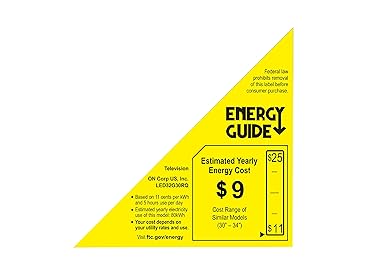 Energy Guide label for RCA 32 Inch LED HDTV