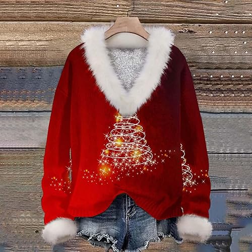 Miniatura 3 de Suéteres de Navidad para mujer, suéter de Navidad para mujer, suéter rojo favorito de Papá Noel, suéter feliz brillante