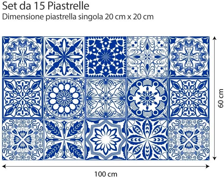 Buy 15 Pcs Adhesive Tiles x Cm Ps Mosaic Of Azulejos Wall Sticker Collage Decorative Adhesive To Cement Tiles For Bathroom And Kitchen Peel And Stick Online In Indonesia B07j5hyggq