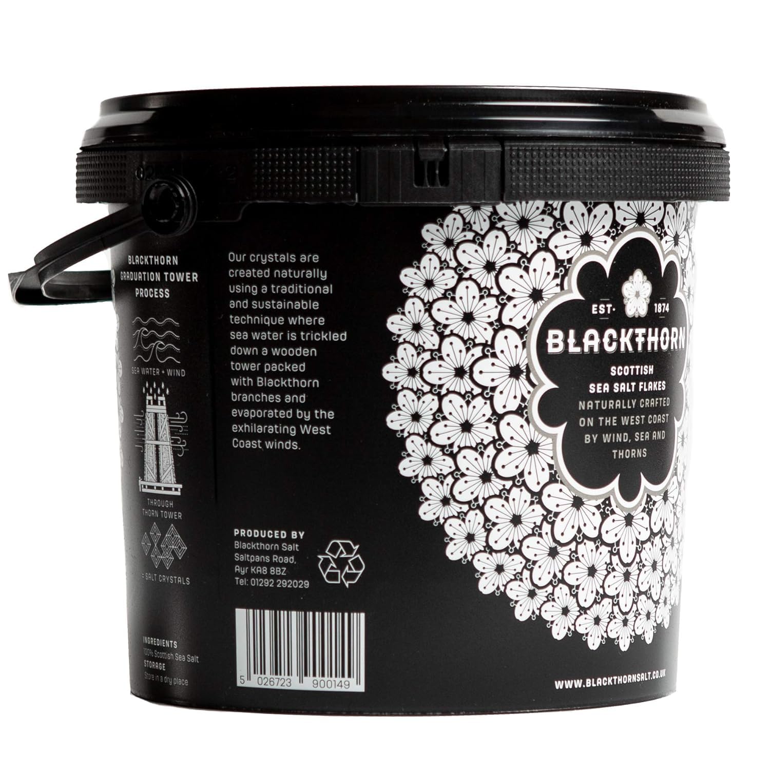 Blackthorn Sól Morska w Płatkach 1,4 kg – Duże opakowanie szkockiej soli, suszonej w sposób naturalny, bez dodatków, dla kucharzy i profesjonalnych kuchni