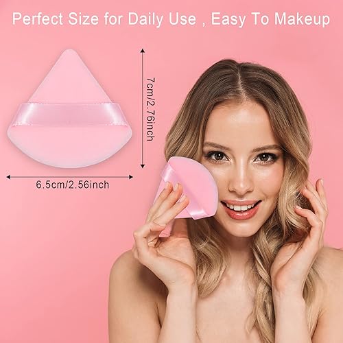 Miniatura 6 de Powder Puffs FRAGLOW - 6 piezas de polvo de cara abombada suave triangular maquillaje para polvo suelto polvo mineral polvo corporal terciopelo base