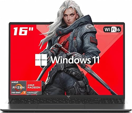 2026 AMD Laptop with AMD Ryzen 7 7730U Series(8C/16T, Up to 4.5GHz), AMD Radeon Graphics Gaming Laptop Computer, 16“ FHD Display. 16GB RAM 512GB NVMe SSD Laptop, Backlit KB, WiFi-6, HDMI,Type-C,USB3.2