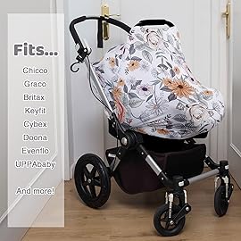 Rquite All-in-1 Car Seat Cover Baby, Carseat Covers for Girl Boy, Stretchy Soft Infant Car Seat Cover, Multi-use Baby Carrier Cover, Car Seat Canopy, Stroller Sun Shade, Nursing Breastfeeding Cover