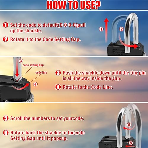 Miniatura 5 de Cerraduras de cable de 4 pies6 pies10 pies15 pies con combinación de cable de seguridad de 18 pulgadas con bucles para valla, equipaje, gimnasio,