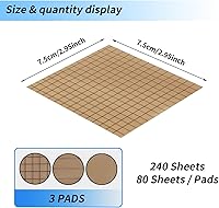 Vista 2 de Paquete de 3 notas adhesivas estéticas de 3 x 3 pulgadas con rejillas de líneas, 80 hojas/bloc, marrón