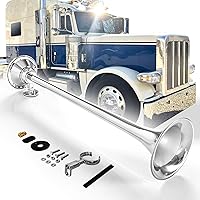 Vista 1 de HighSoar 12V Kit de bocinas de aire para camiones de 150 dB, cromadas, impermeables, con una sola trompeta universal para coche, tren, barco