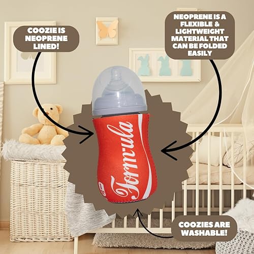 Miniatura 5 de Bonitas temáticas de refrescos para biberones  Regalo divertido para nuevos padres y baby showers  (2 Coozies de neopreno de diseño premium +