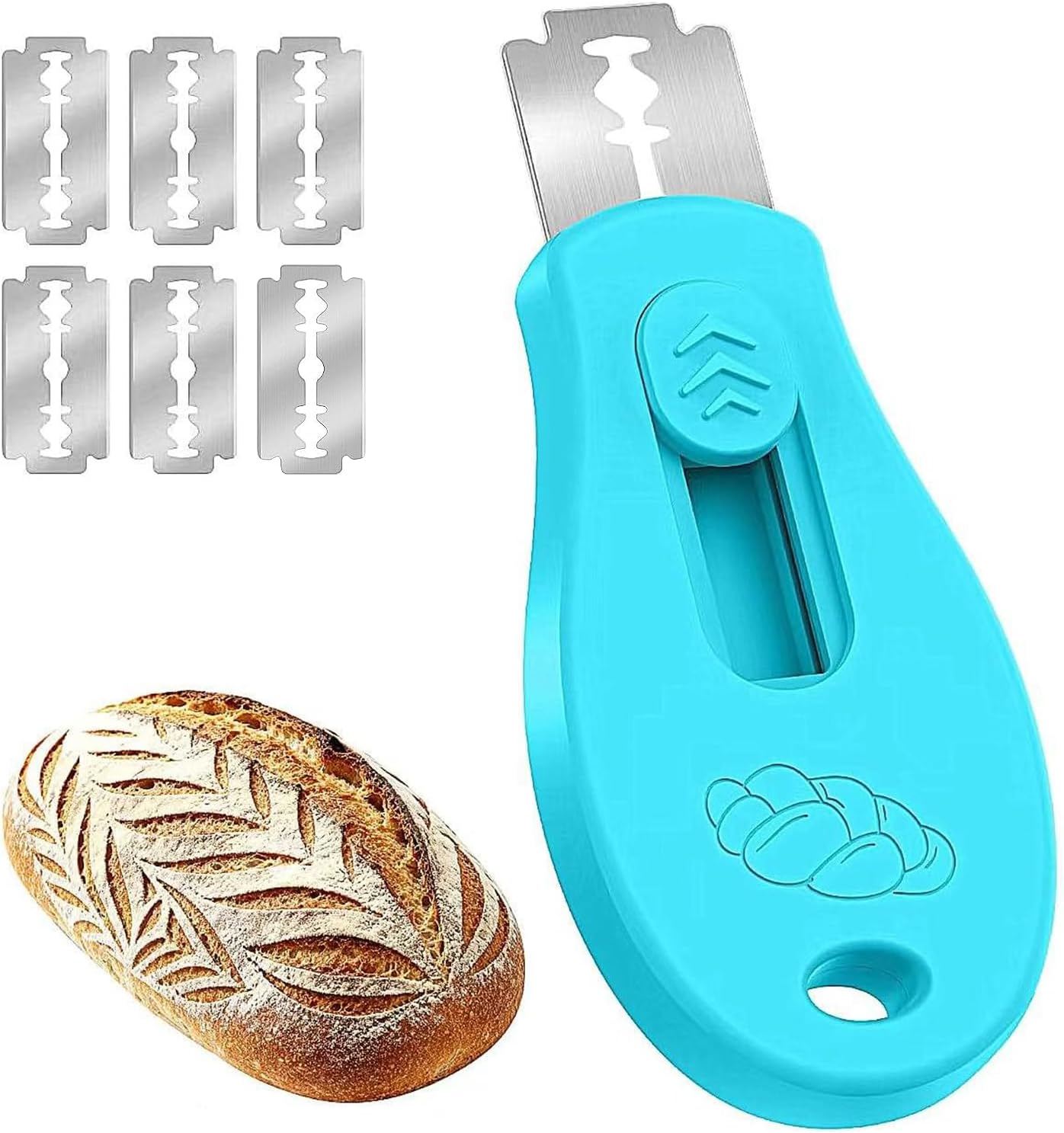 Bread Lame Sourdough Scoring Tool, Extractable & Magnetic Bread Scoring Tool, Scoring Knife for Bread Baking, Bread Razor for Homemade Bread, Sourdough Scorer Tool, Includes 5 Razor Blades-Blue