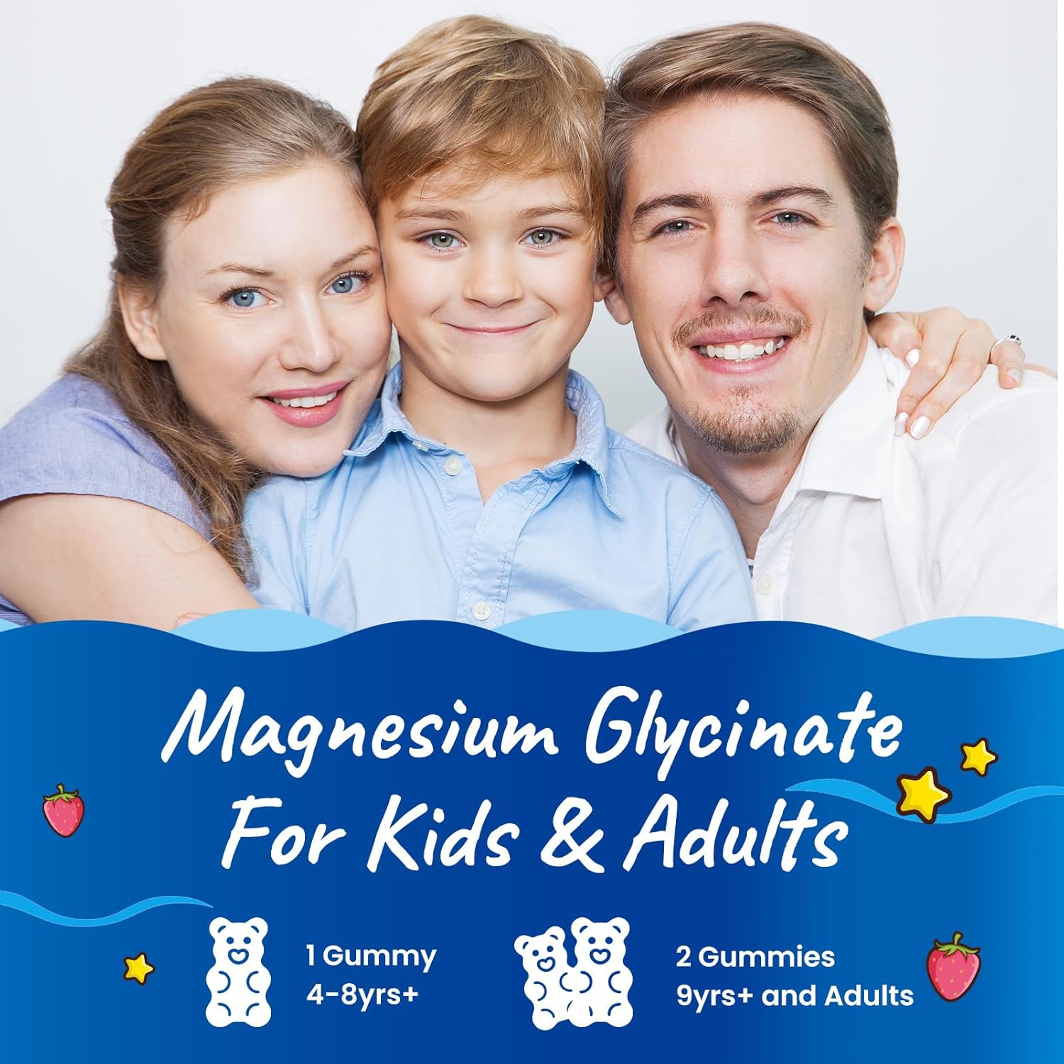 Magnesium Glycinate Gummies for Kids - with L-Theanine, Omega-3, Vitamin B6, D3, Zinc - Kids Magnesium Gummies for Sleep, Relaxation, Calm & Focus - Sugar Free Strawberry 60ct - Image 7