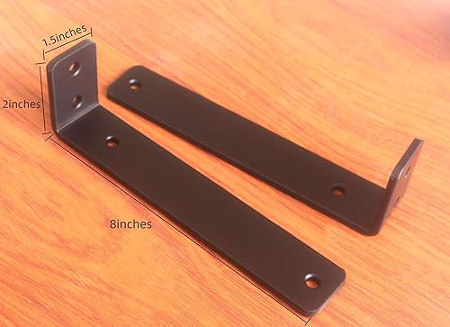 Miniatura 76 de Paquete de 4 soportes en L para estante, 8 pulg. largo x 6 pulg. alto x 1.5 pulg. ancho, grosor 03/64 pulg., soporte de hierro, metal, industrial