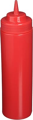 Winco 6-Piece Wide Mouth Squeeze Bottles, 24-Ounce, Red
