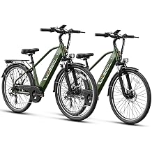 Jasion Roamer/ST Electric Bike for Adults, 26'' Commuter Ebike 1200W Adult Ebike 528WH Removable Battery, 28MPH 62miles,Electric Bicycles for Women/Man,UL2849 Certified Step-Over Combo, Green+Green