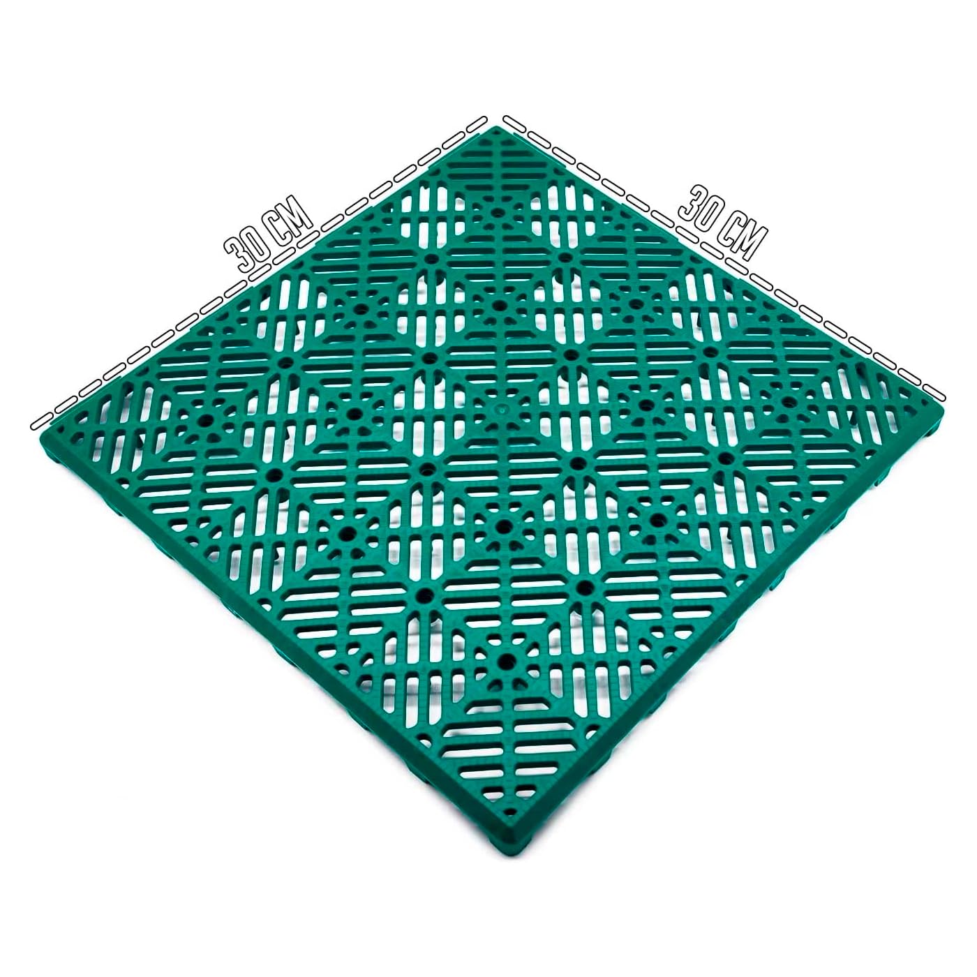 ACAN Tradineur - Pack 12 de Baldosas/Losetas para Exterior - Fabricado en Plástico - Ideal para Piscina, terrazas, jardín - Desmontable y Antideslizante - 30 x 30 cm - Color Verde