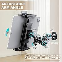 Vista 4 de Aluminum Heavy Duty Drill Base Tablet Holder Car Mount Dashboard, 360° Adjustable 2-Stage Stand for 4.7-12.9" iPad Pro/Air/Mini/Samsung Galaxy Tab