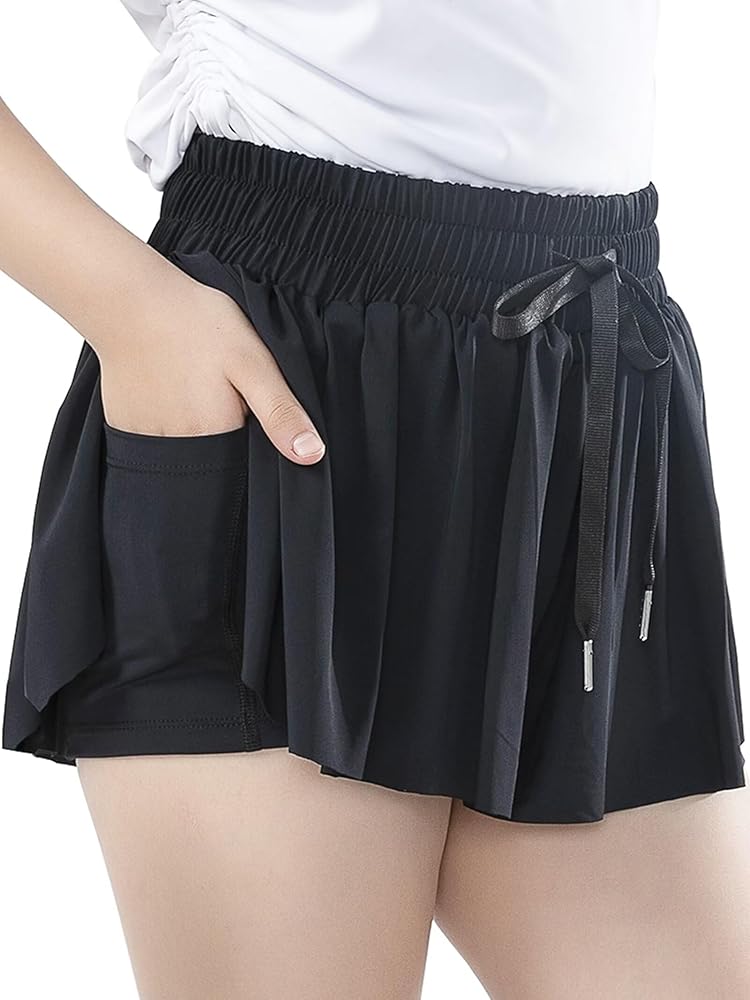 Amazon.com: zqajuxg Girls Flowy Shorts with Spandex Liner,2 in 1